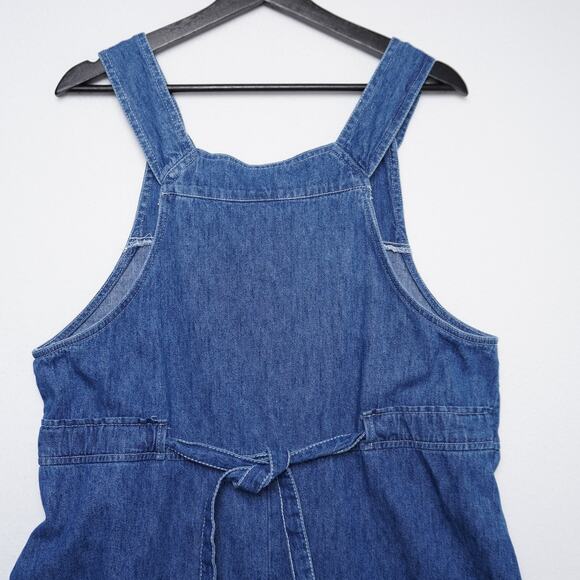 Studio Ease Blue Denim Overall/Jumper Midi Dress Sz 10 USA Made 100% Cotton - Picture 7 of 11